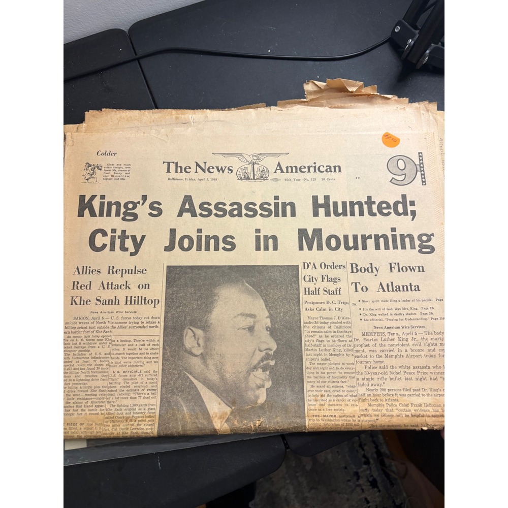 1968 The News American Baltimore Martin Luther King Jr Assassination Newspaper